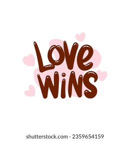 love wins people quote typography flat design illustration