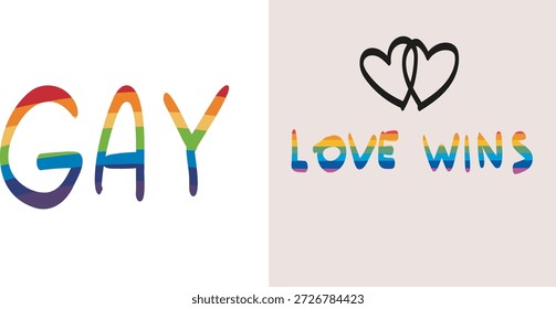 Love wins. Vector illustration of the Pride parade. LGBT community rainbow