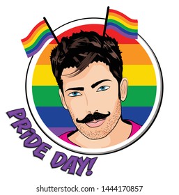 LOVE WINS vector illustration. Same sex pride celebration day. Pop Art comics icon Pride color