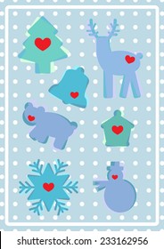 I love winter. Collection of icons. Vector illustrations.