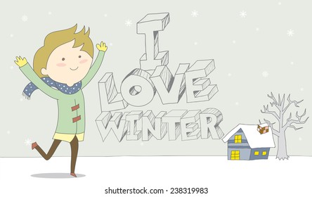 I Love Winter-Child enjoys snowfall