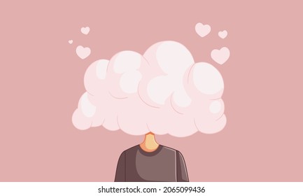 In Love Woman with Head in the Clouds Vector Cartoon Illustration


Person feeling loving emotion like being on could nine
