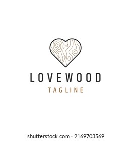 Love of wood line logo icon design template flat vector