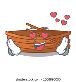In love wooden boat sail at sea character