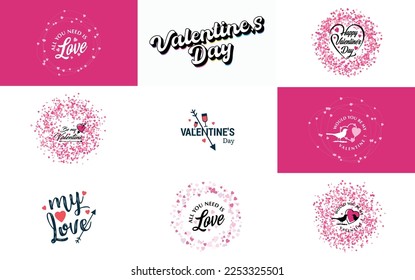 Love word art design with a heart-shaped background and a bokeh effect