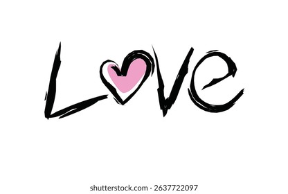 Love word with brush stroke calligraphy