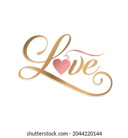 Love word calligraphy typography printable cuttable vector illustration