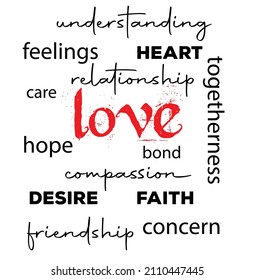 love word cloud  background. perfect gift for valentines day. vector illustration
