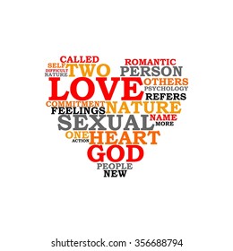 Love word cloud concept, heart shape illustration.