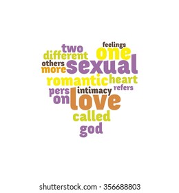 Love word cloud concept, heart shape illustration.