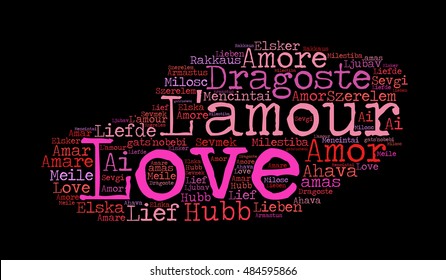 Love word cloud on black background