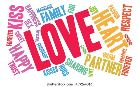 Love word cloud on a white background. 