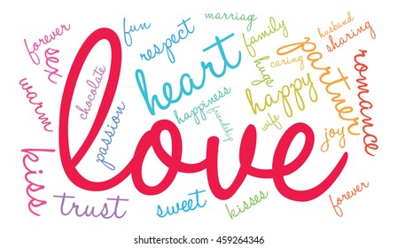 Love word cloud on a white background. 