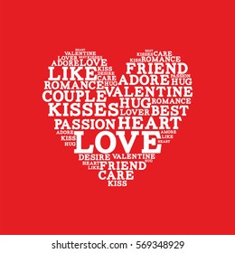 Love word cloud. Valentines day.