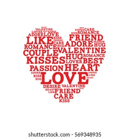 Love word cloud. Valentines day.