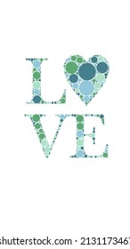 vector de círculo de color de palabra de amor 