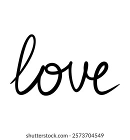 Love word in continuous line script cursive text. Hand lettering vector illustration for wedding invitation, Valentines day card, poster, banner. Hand drawn love word. 