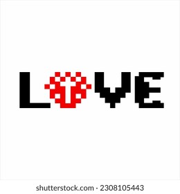 Love word design with cross and heart on letter O.