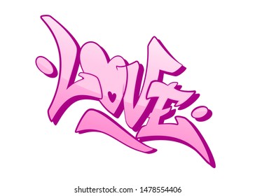 Love word drawn by hand in graffiti style. Vector illustration