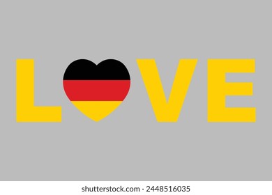 Love Word with Germany heart shape, German national symbol, Germany country flag is a symbol of freedom, Vector illustration, Digital illustration
