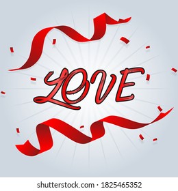 Love word hand drawn lettering. Modern calligraphy script love text.