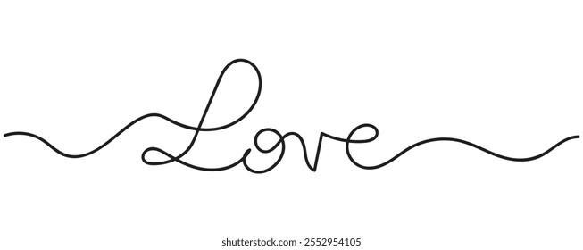 LOVE word  hand drawn lettering. Script love text. Vector illustration. 