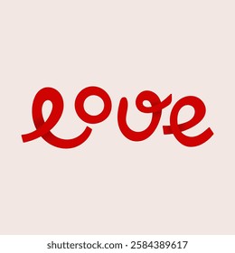 Love word hand drawn lettering. Symbol of affection, loyalty, kindness. Vector illustration, flat design