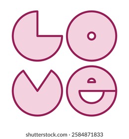 Love word hand drawn lettering. Symbol of affection, loyalty, kindness. Vector illustration, flat design