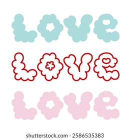 Love word hand drawn lettering. Symbol of affection, loyalty, kindness. Vector illustration, flat design