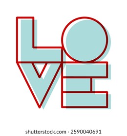 Love word hand drawn lettering. Symbol of affection, loyalty, kindness. Vector illustration, flat design