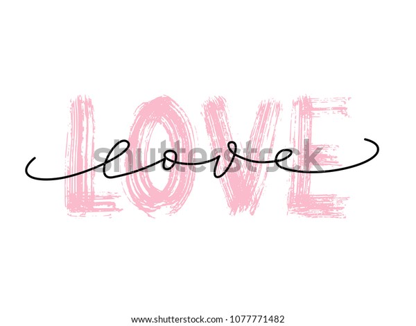 Love Word Hand Drawn Lettering Dry Stock Vektorgrafik Lizenzfrei