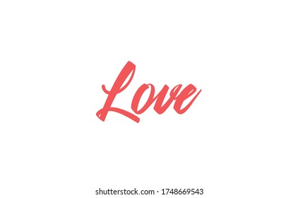 Love word hand drawn text. Lettering style typography,