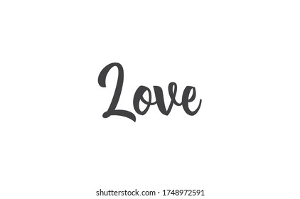 Love word hand drawn text. Lettering style typography,