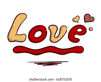 Love word. Hand drawn - vector illustration.