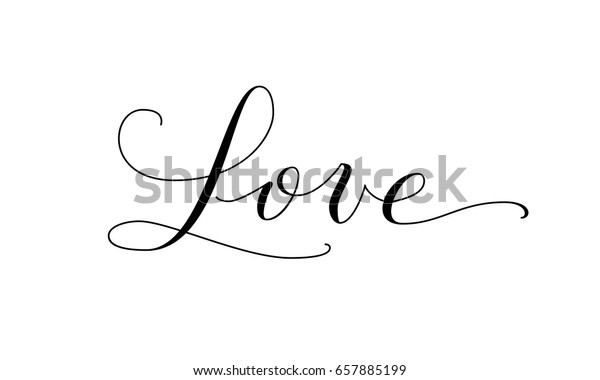 ラブワード手書きの習字 スワールとスワッシュで華麗な文字 バレンタインデーカード 結婚式の招待状 ロマンチックなデコレーションに最適 のベクター画像素材 ロイヤリティフリー