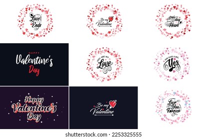 Love word hand-drawn lettering and calligraphy with cute heart on red. white. and pink background Valentine's Day template or background suitable for use in Love and Valentine's Day concept