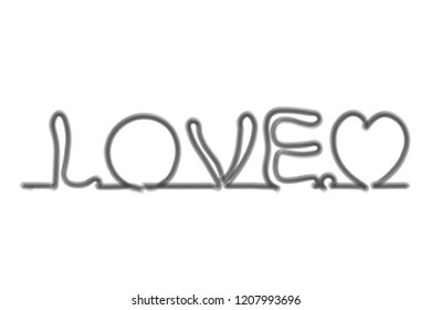 Love word and heart cartoon line