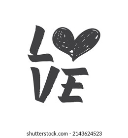 Love word with Heart icon. Valentine's day design. Lovers decoration.