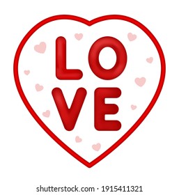 love word in heart shape frame