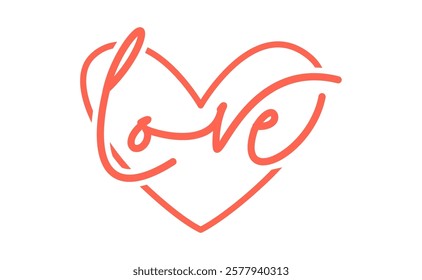 Love word in heart shape icon