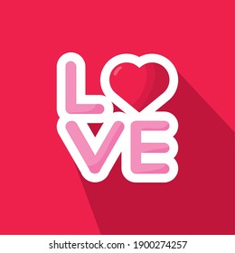 love word with heart valentines day in red background vector illustration design