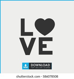 love word icon. Simple filled love word icon. On white background.