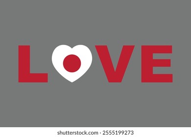 Love Word with Japan heart shape, Japan flag vector graphic, Japan country flag is a symbol of freedom, National Japan flag, vector illustration
