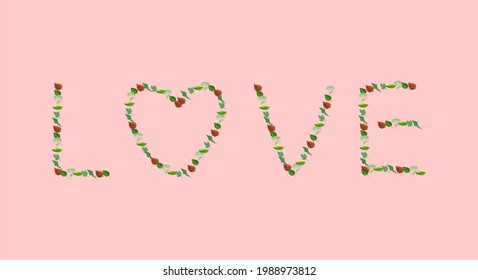 love word from leafe ilustration vector.