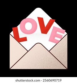 love word letter envelope Valentines day minimal love letter vector illustration..