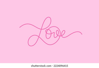 love word lettering design in continuous line drawing vector