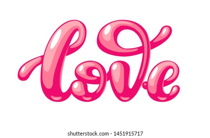 Love word lettering isolated on white background. RGB. Global colors