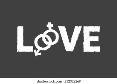 Love Word On Blackboard
