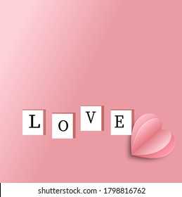 Love word with paper heart.Used on the day of the important source of love