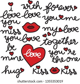 Love word phrase pack hand written 